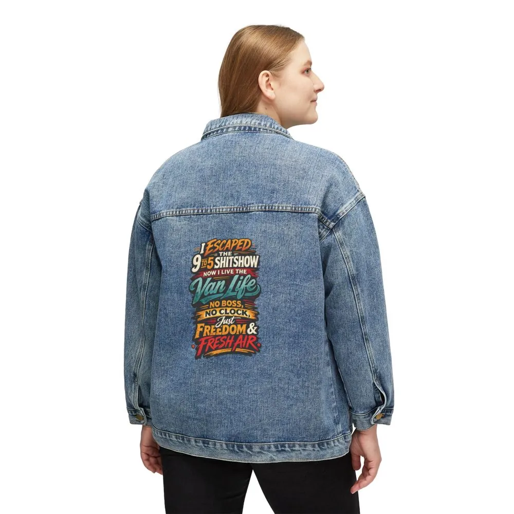 3045567912228972613_2048.jpeg Women's Denim Jacket — "I Escaped The 9 To 5" Design F**K-Line