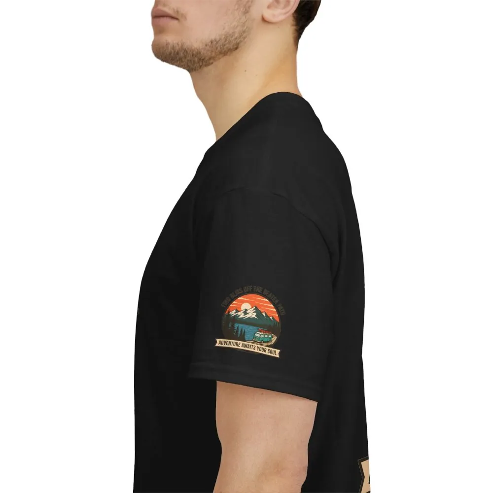 Unisex Heavy Cotton Tee — "Find Bliss Off the Beaten Path" Mountain & Camper T‑Shirt