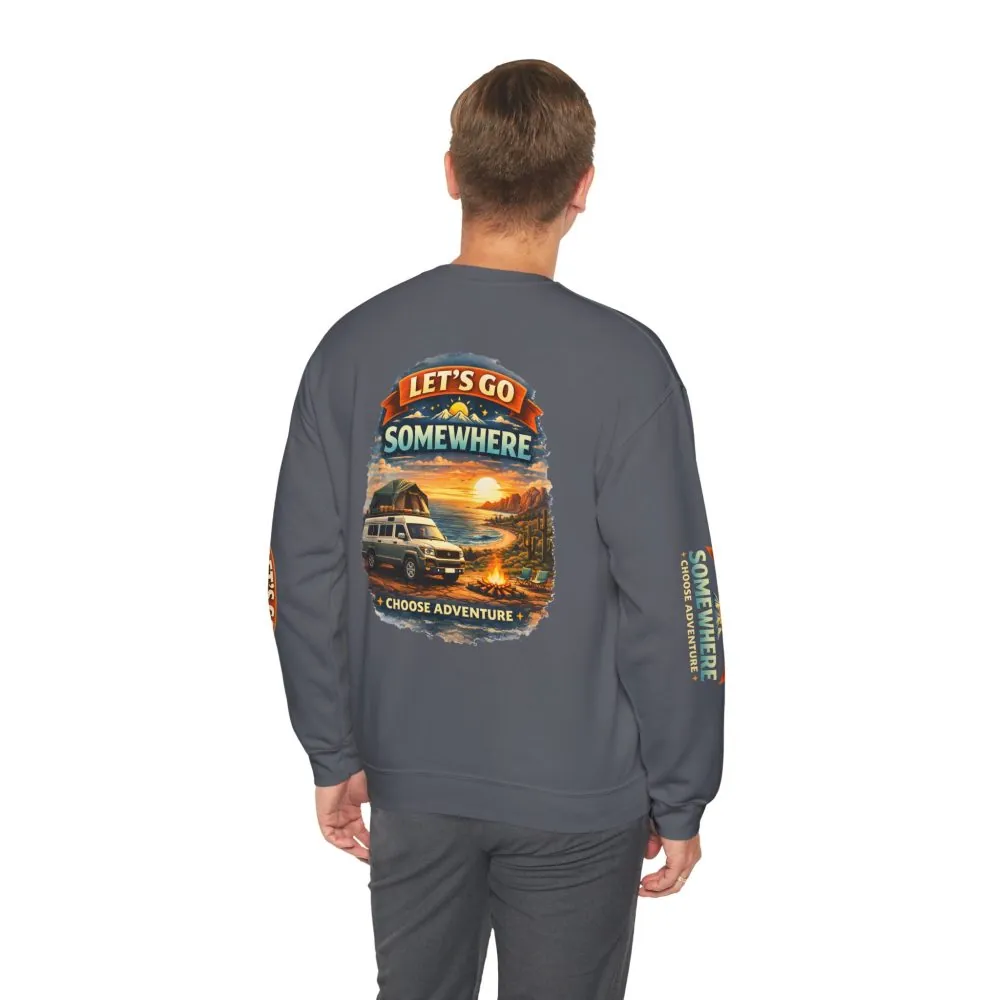 3074226348248399049_2048.jpeg Unisex Heavy Blend™ Crewneck Sweatshirt — "Lets Go Somewhere" Design Scenic-Line