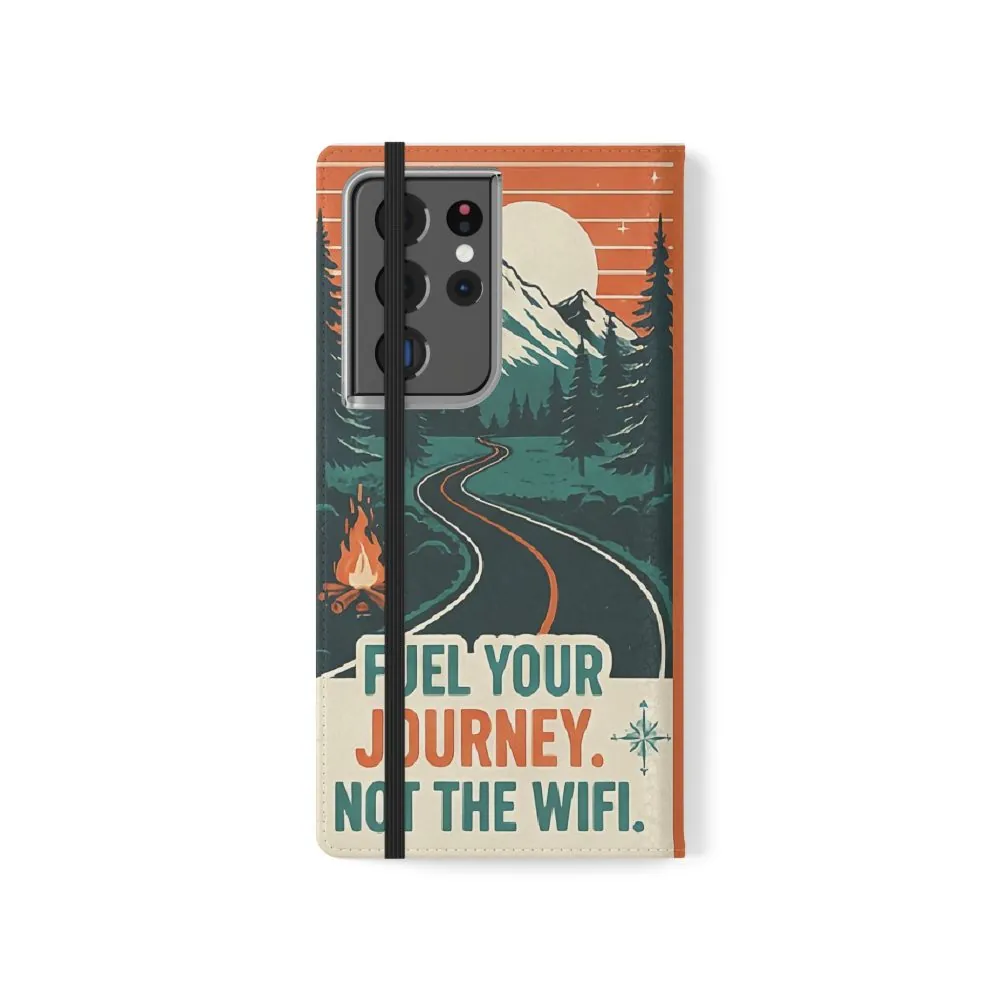 Flip Phone Case — "Adventure Awaits, Fuel Your Journey, Not the WiFi" Wallet Cover