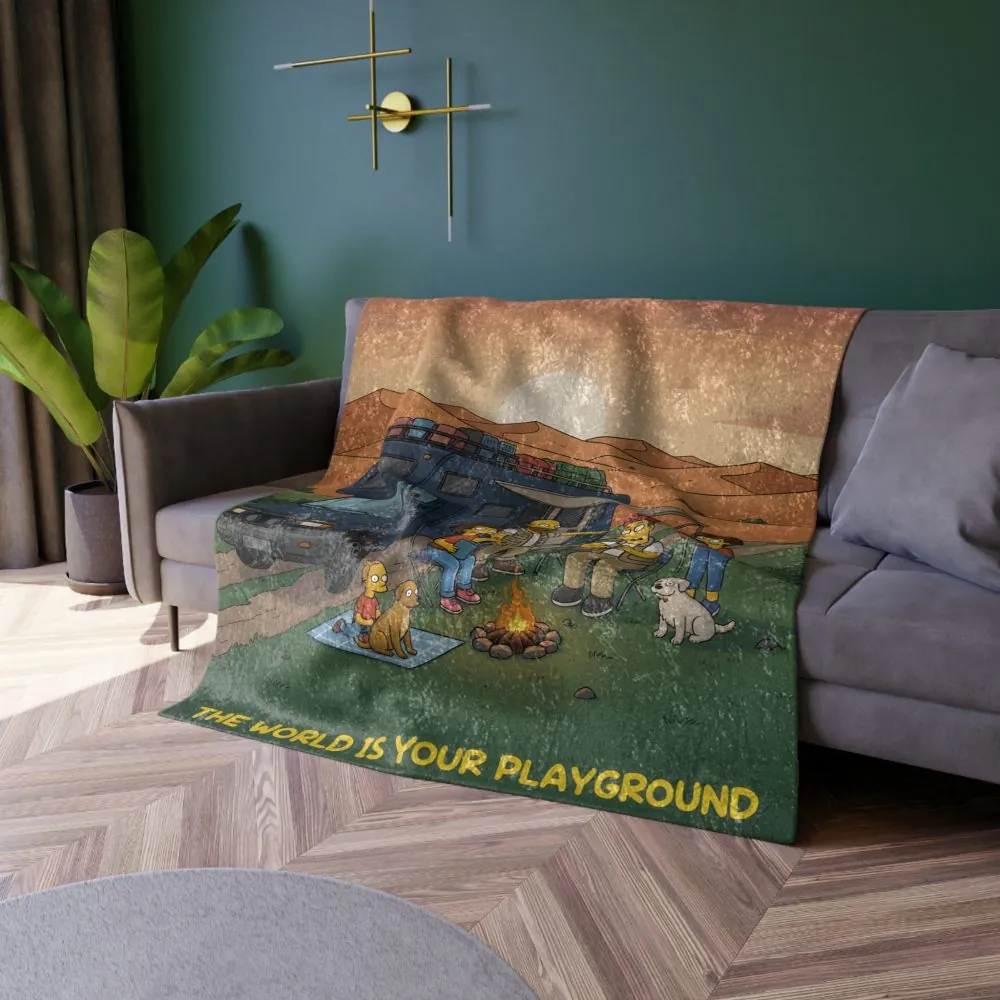 3096135724832127678_2048.jpeg Crushed Velvet Blanket —"The World Is Your playground" Design Sitcom-Line (Campervan)