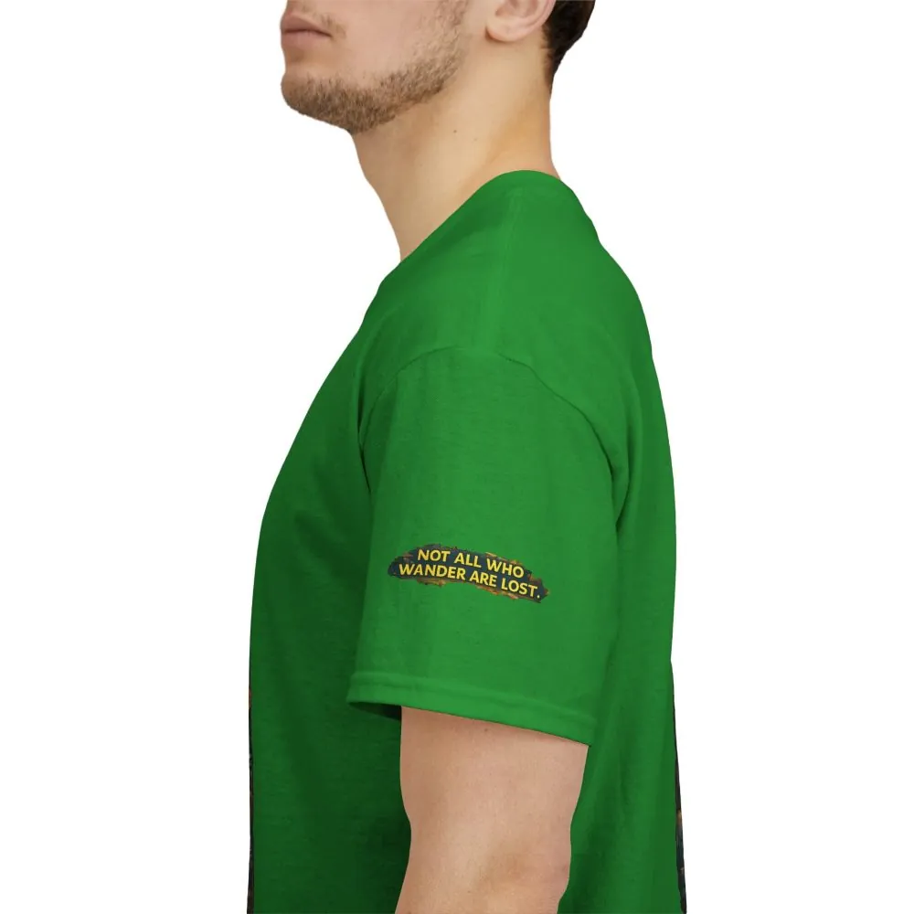 Unisex Heavy Cotton Tee — "Not All Who Wander Are Lost " Design Cubic-Line