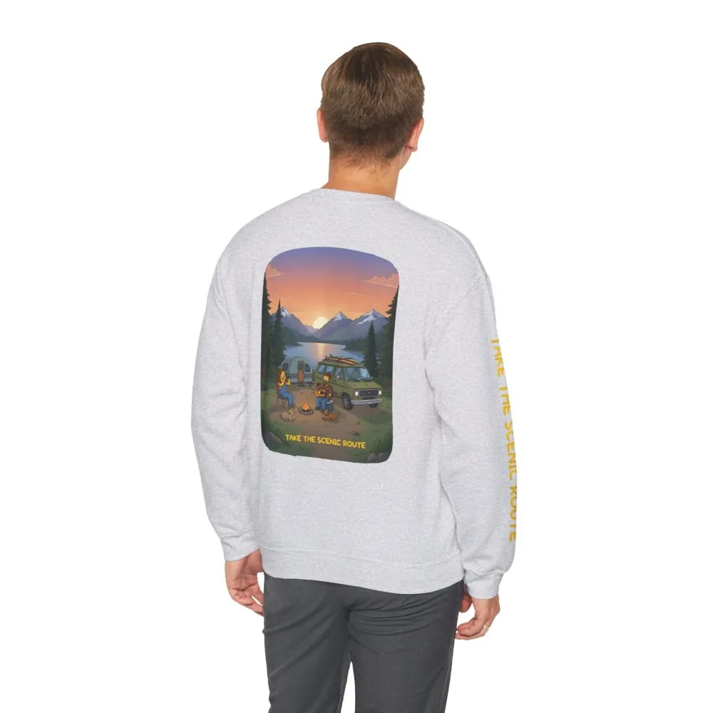 Unisex Heavy Blend™ Crewneck Sweatshirt — "Take The Scenic Route" Design Sitcom-Line