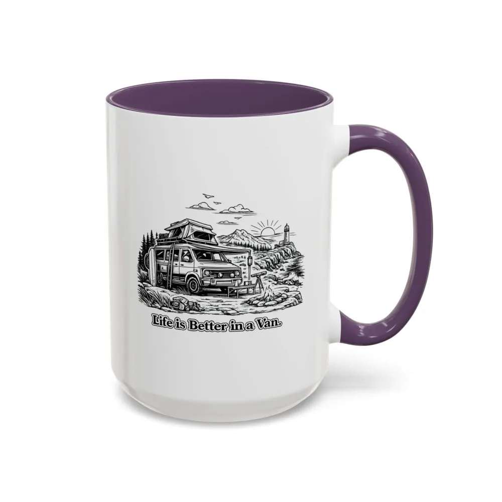 Accent Coffee Mug (11, 15oz) — "Life Is Better In A Van" Design Minimal-Line