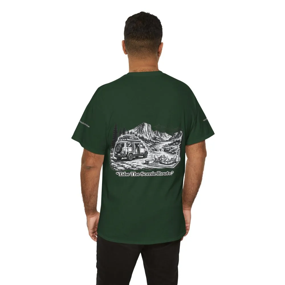 3135820158537003261_2048.jpeg Unisex Heavy Cotton Tee — "Take The Scenic Route" Design Minimal-Line