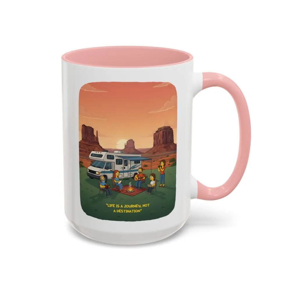 Accent Coffee Mug (11, 15oz) — "Life Is A Journey-Not A Destination" Design Sitcom-Line