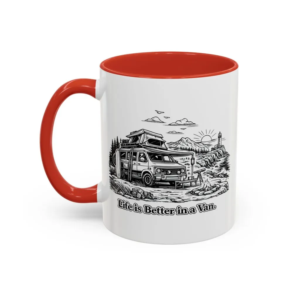 Accent Coffee Mug (11, 15oz) — "Life Is Better In A Van" Design Minimal-Line