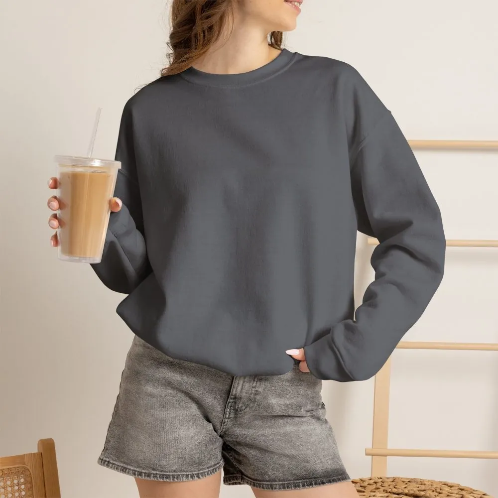 Crewneck Sweatshirt — "ROAD WHERE MADE FOR JOURNEYS-NOT DESTINATIONS" (Only Back printed) Vintage Camper Van Outdoor Graphic