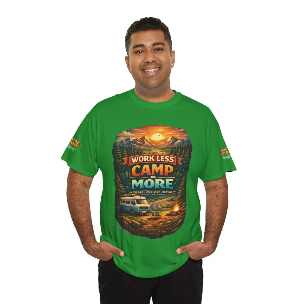 3150969394496744558_2048.jpeg Unisex Heavy Cotton Tee — "Work Less-Camp More" Design Scenic-Line