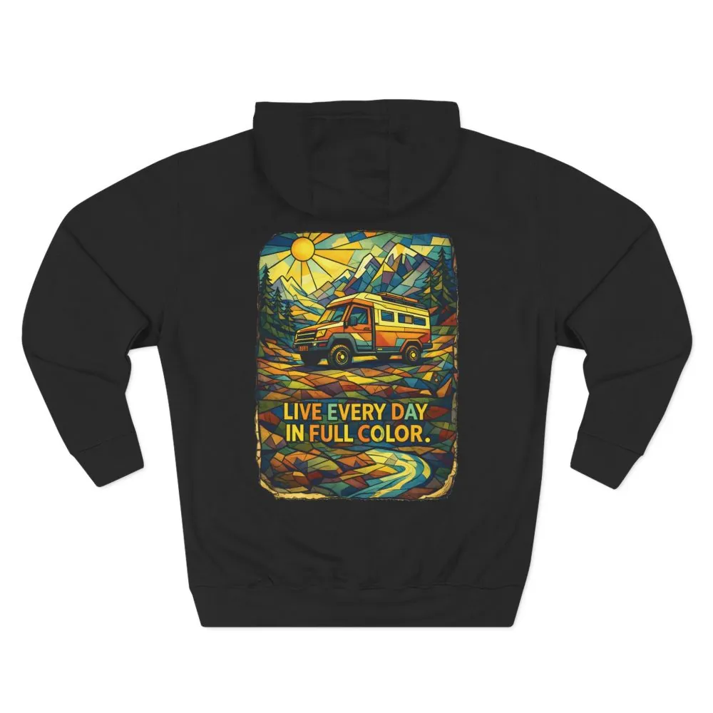 3155400738993121509_2048.jpeg Three-Panel Fleece Hoodie - "Live Life Every Day In Full Color" Design Cubic-Line