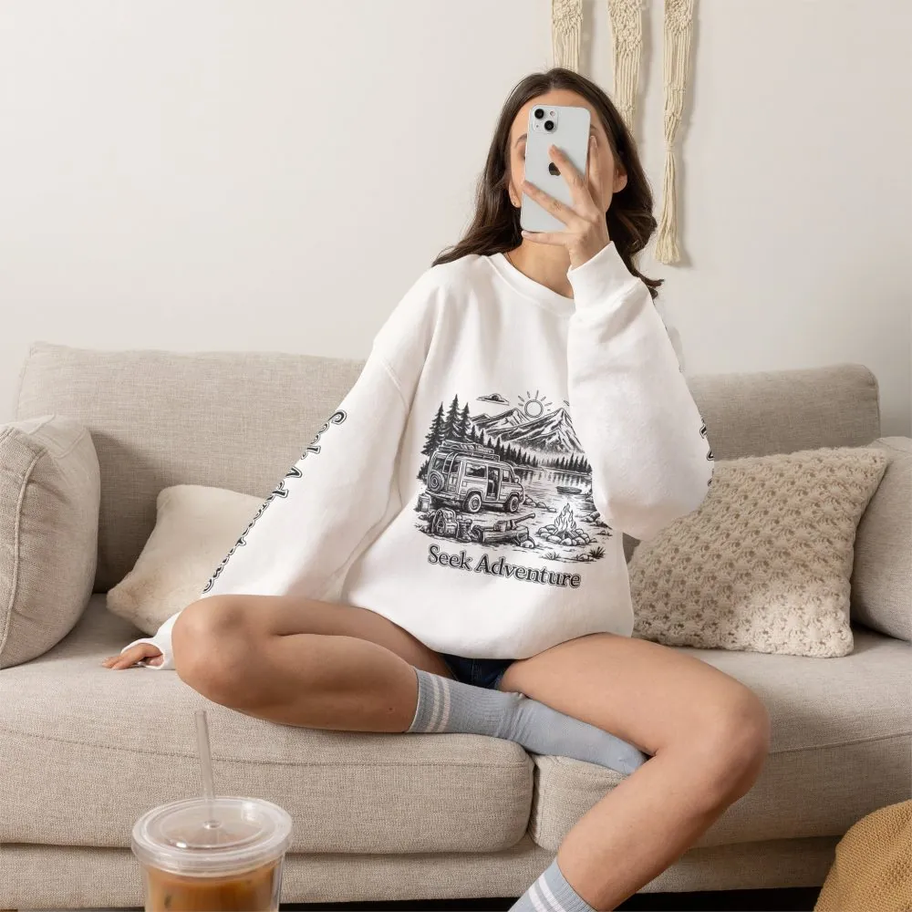 3175076775690287427_2048.jpeg Unisex Heavy Blend™ Crewneck Sweatshirt — "Seek Adventure" Design Minimal-Line