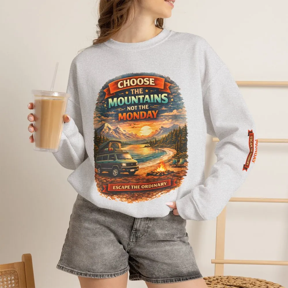 3195650256480646036_2048.jpeg Unisex Heavy Blend™ Crewneck Sweatshirt — "Choose The Mountens" Design Scenic-Line