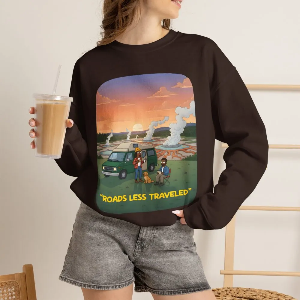 3197791558355249533_2048.jpeg Unisex Heavy Blend™ Crewneck Sweatshirt — "Roads Less Traveled" Design Sitcom-Line