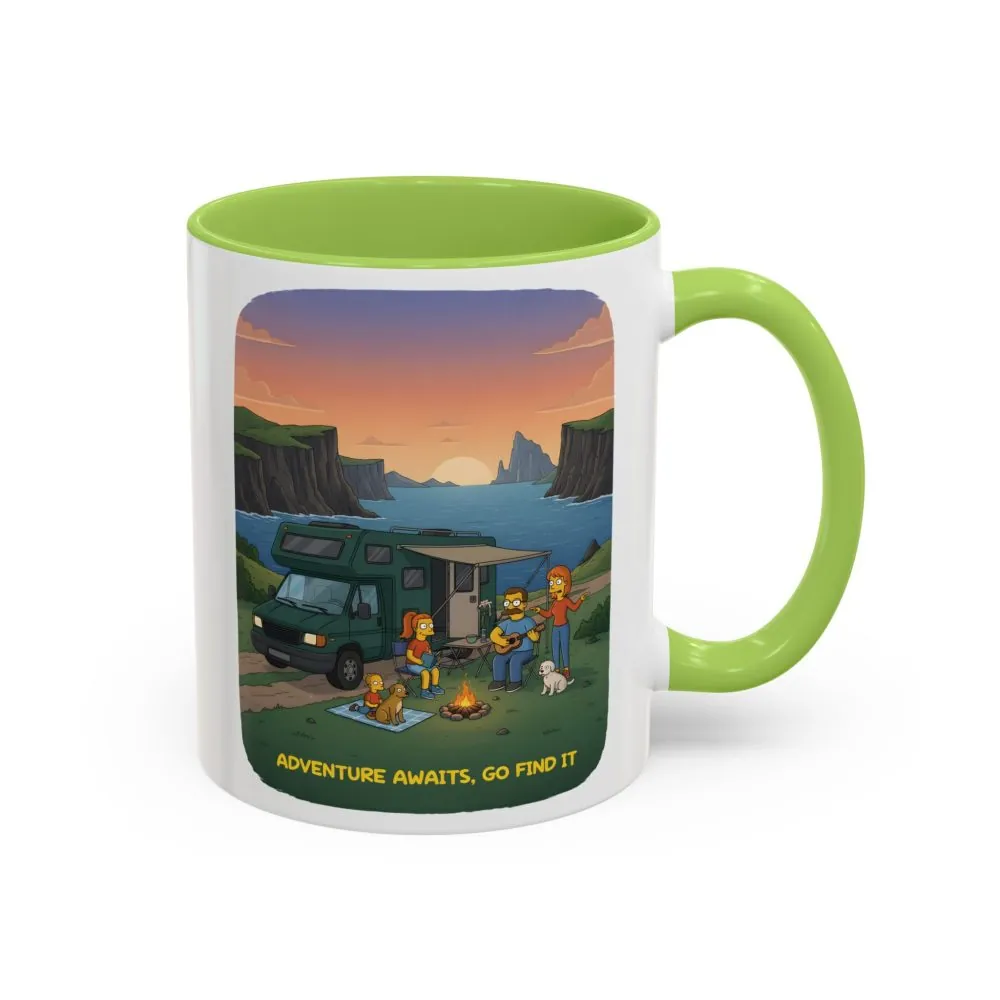 Accent Coffee Mug (11, 15oz) — "Adventure Awaits-Go Find It"" Design Sitcom-Line
