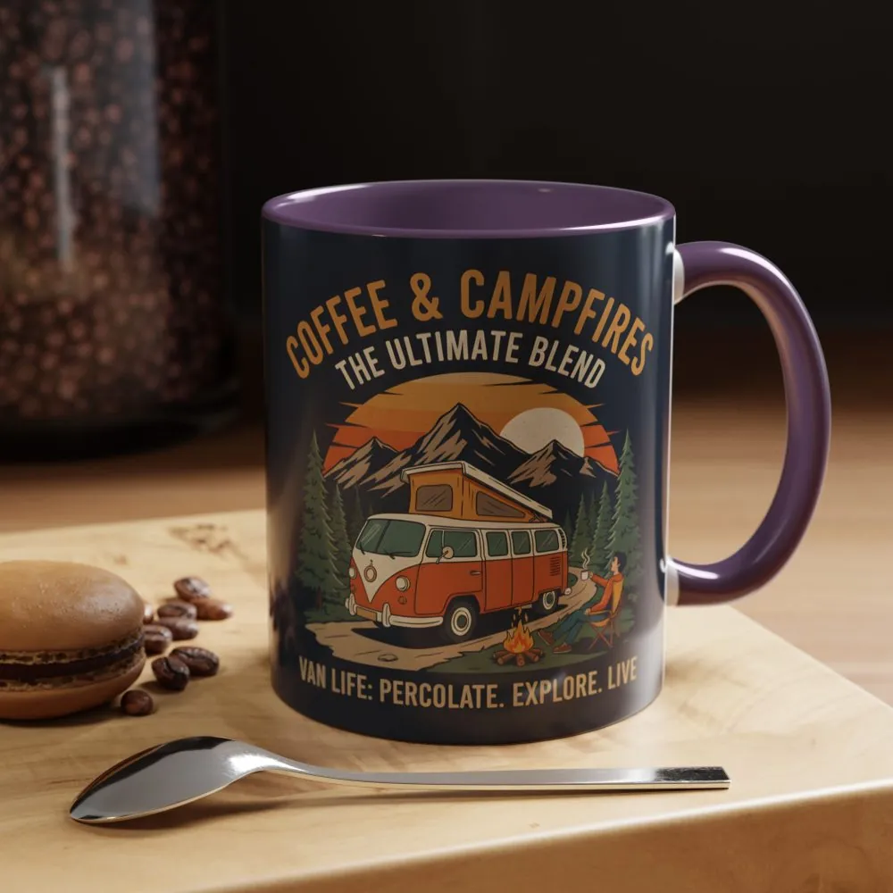 Accent Coffee Mug (11, 15oz) — "Coffee and campfires"