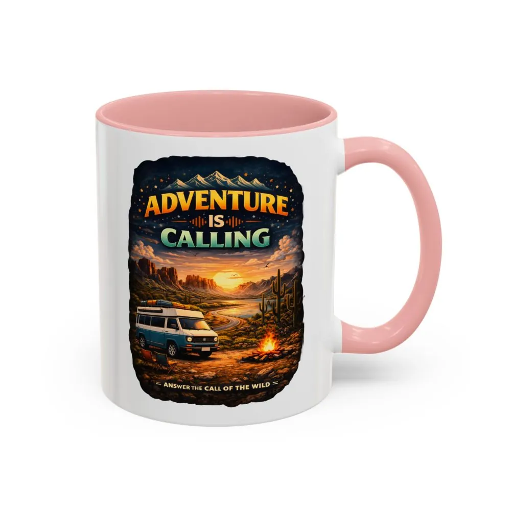 Accent Coffee Mug (11, 15oz) — "Adventure Is Calling" Design Scenic-Line