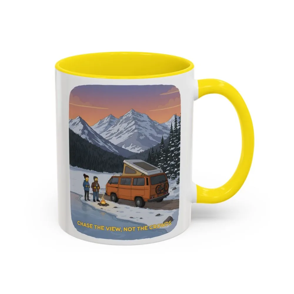 Accent Coffee Mug (11, 15oz) — "Chase The Views-Not The Crowds"" Design Sitcom-Line