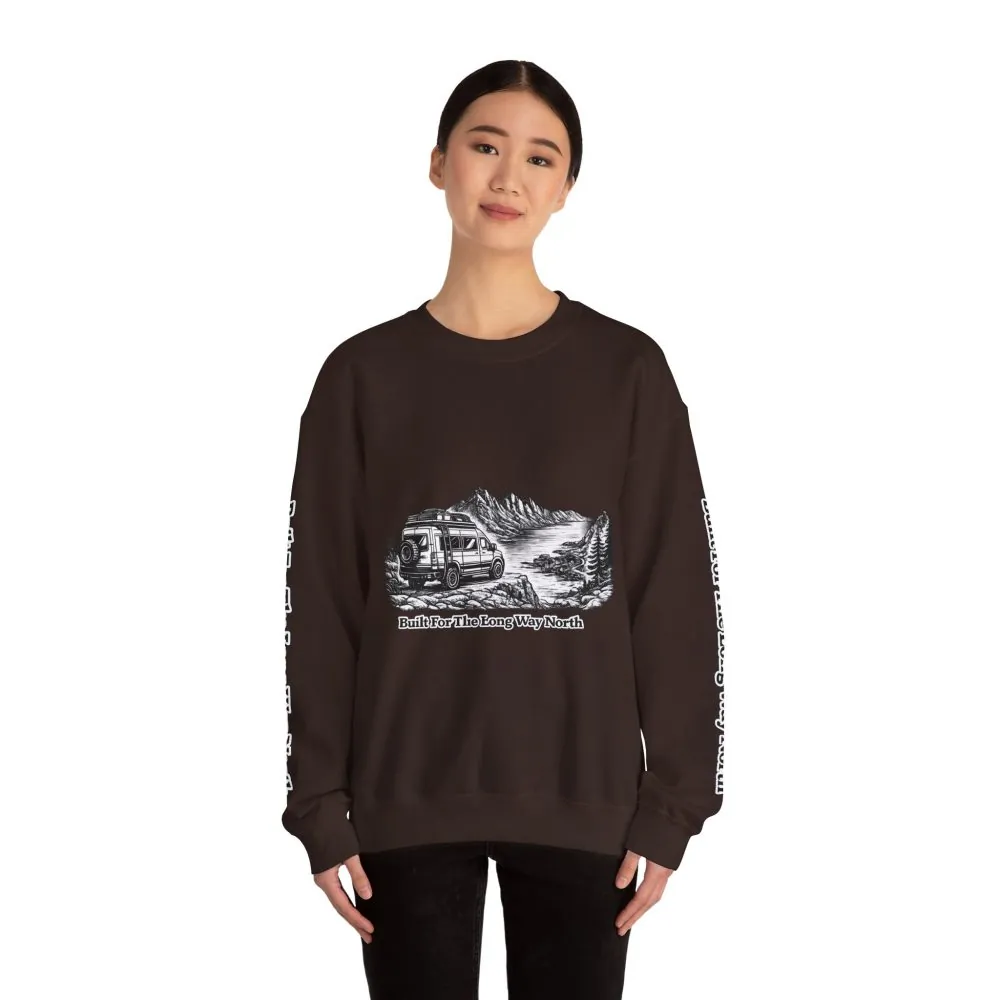 3246307240172740398_2048.jpeg Unisex Heavy Blend™ Crewneck Sweatshirt — "Built For The Long Way North" Design Minimal-Line