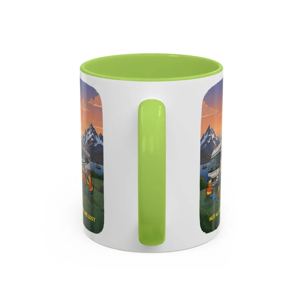 Accent Coffee Mug (11, 15oz) — "Not All Who Wander Are Lost" Design Sitcom-Line