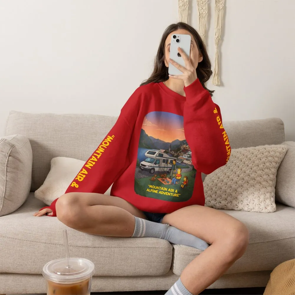 Unisex Heavy Blend™ Crewneck Sweatshirt — "Mountain Air-Alpine Adventure" Design Sitcom-Line