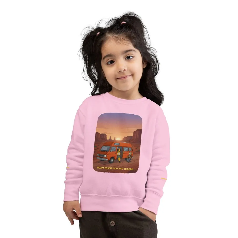 3263590019785514649_2048.jpeg Toddler Sweatshirt - "Roam Where You Are Rooted" (Design Sitcom-Line)