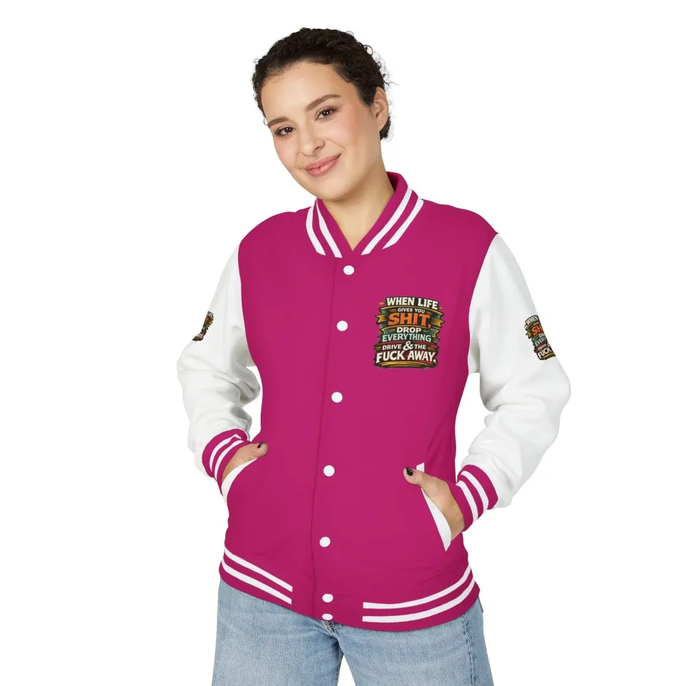 3272740585211105846_2048.jpeg Unisex Heavyweight Letterman Jacket — "When Live Gives You Shit" Design F**K-Line
