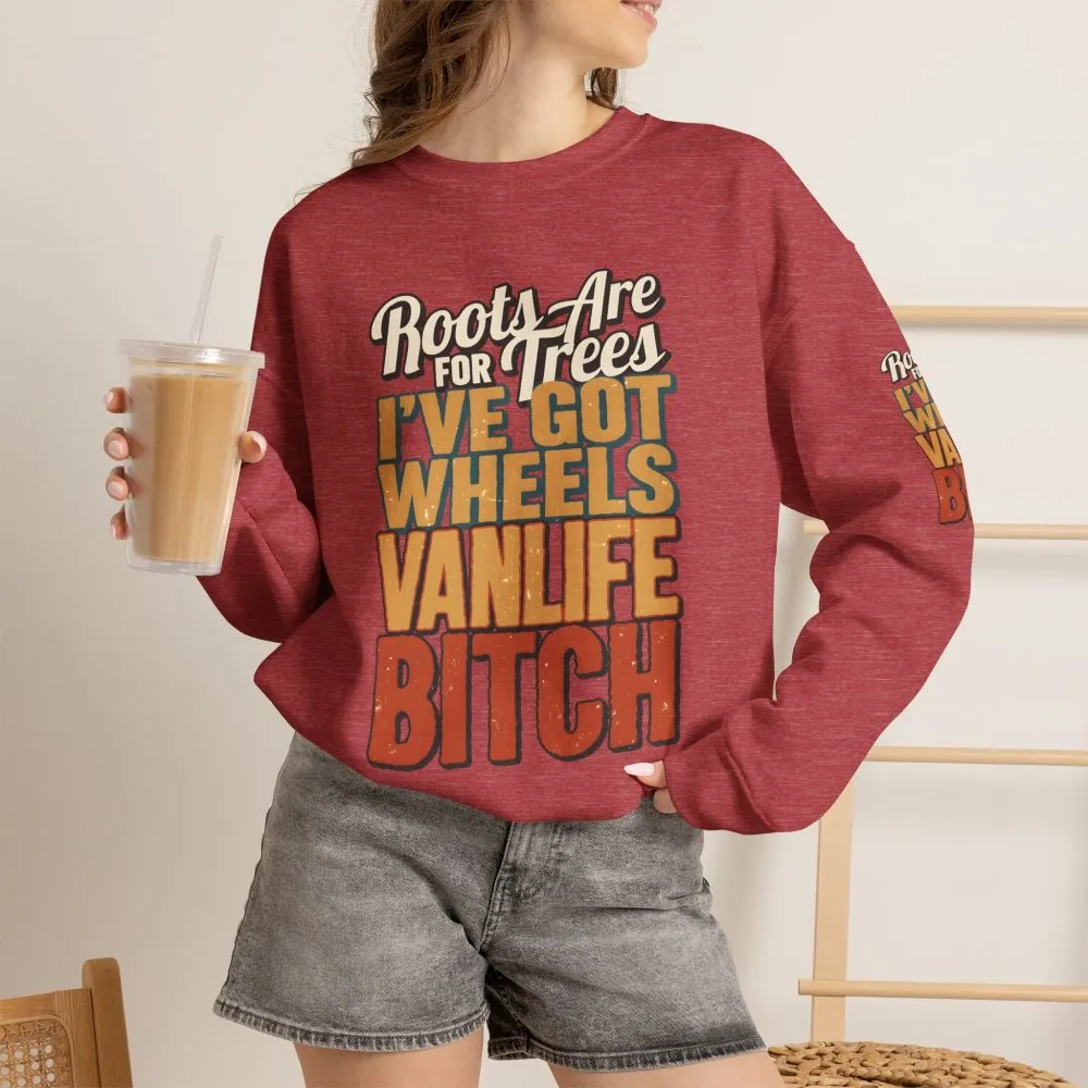 Unisex Heavy Blend™ Crewneck Sweatshirt — "Roots Are For Trees" Design F**K-Line