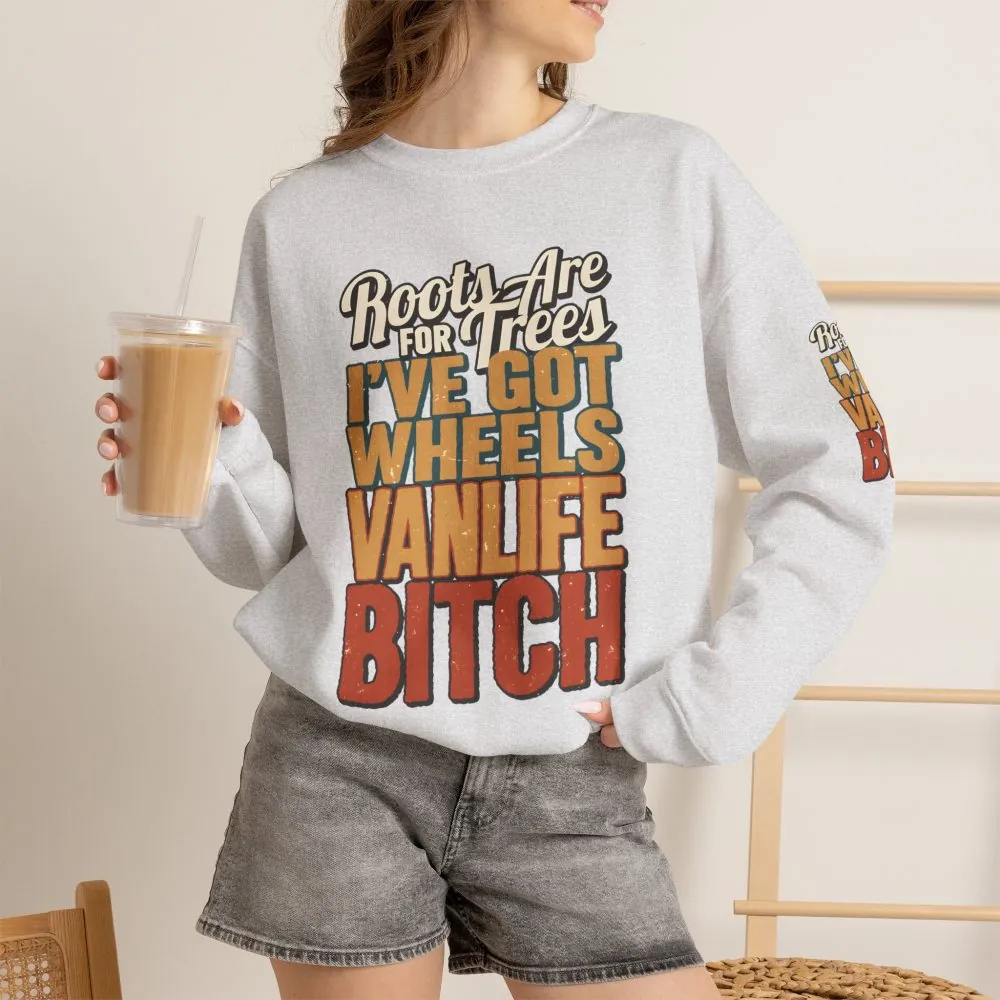 Unisex Heavy Blend™ Crewneck Sweatshirt — "Roots Are For Trees" Design F**K-Line