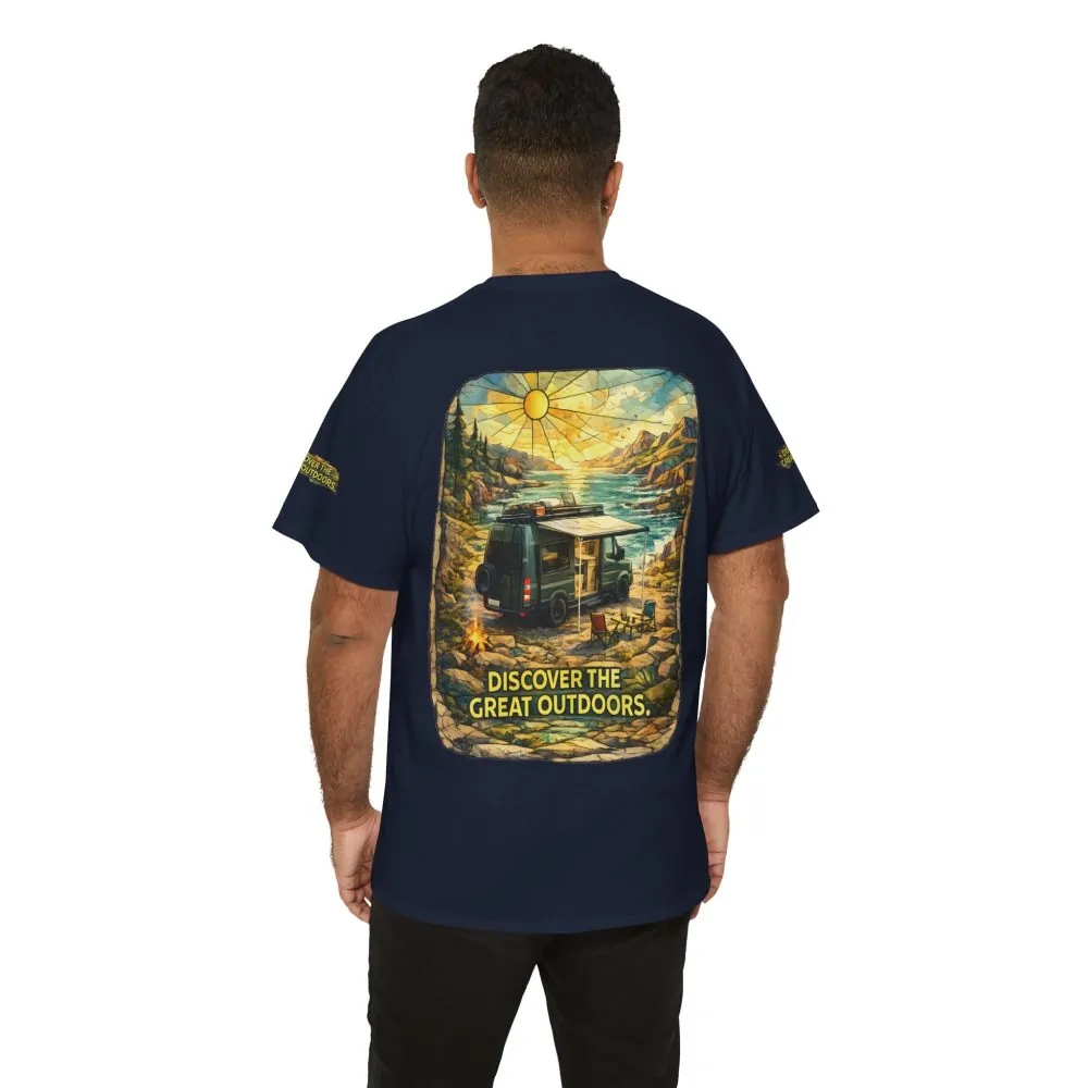 3292420469667837826_2048.jpeg Unisex Heavy Cotton Tee — "Discover The Great Outdoors" Design Cubic-Line