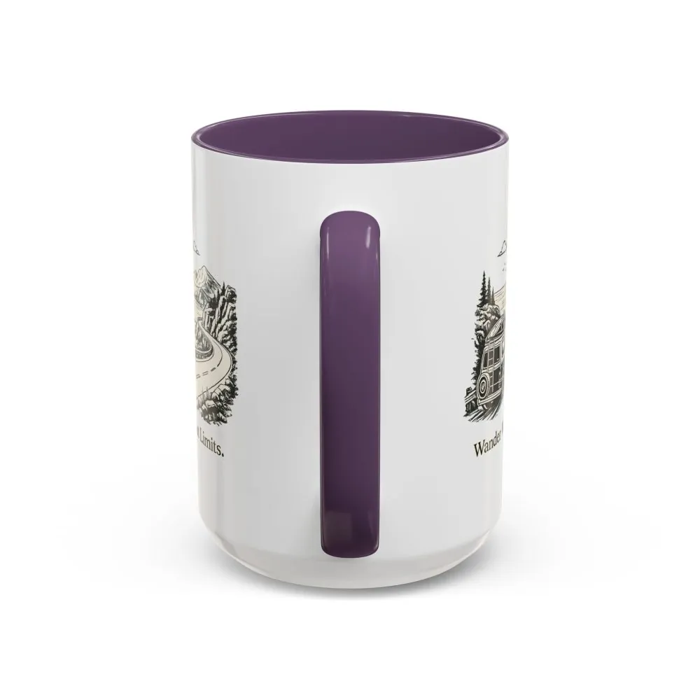Accent Coffee Mug (11, 15oz) — "Wander Without Limits" Design Minimal-Line