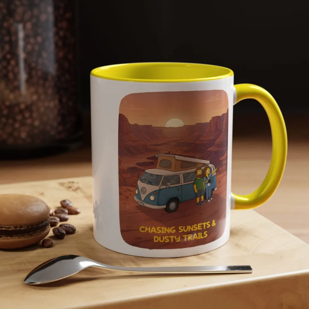 3314764055392982921_2048.jpeg Accent Coffee Mug (11, 15oz) — "Chasing Sunsets And Dusty Trails" Design Sitcom-Line