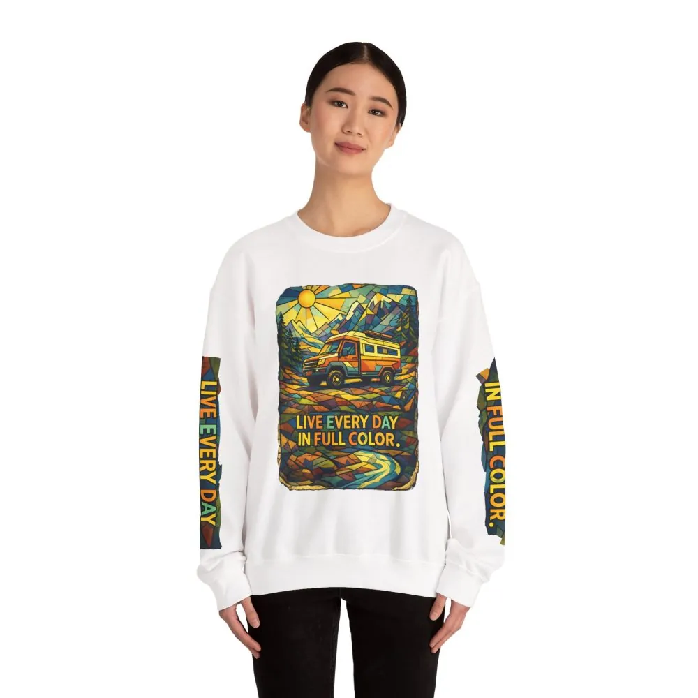 3317949784216281511_2048.jpeg Unisex Heavy Blend™ Crewneck Sweatshirt — "Live Every Day InFull Color" Design Cubic-Line