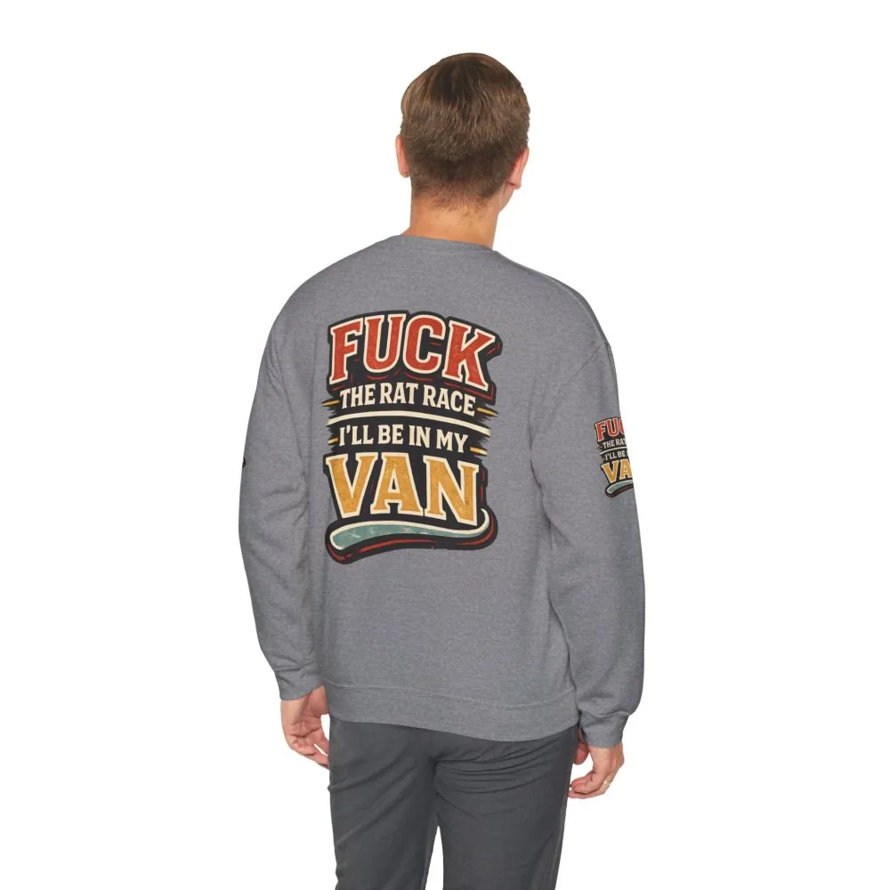 Unisex Heavy Blend™ Crewneck Sweatshirt — "Fuck The Rat Race" Design F**K-Line