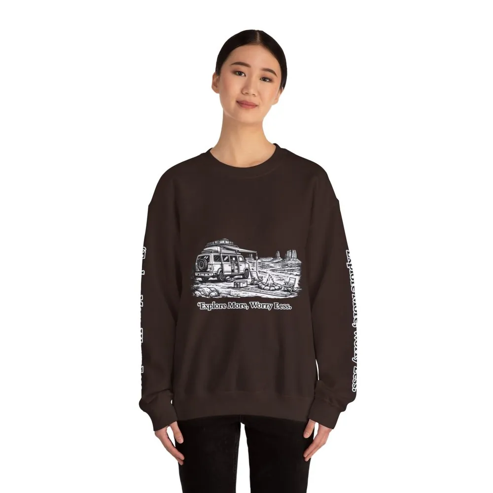 3350418339446522839_2048.jpeg Unisex Heavy Blend™ Crewneck Sweatshirt — "Explore More Worry Less" Design Minimal-Line