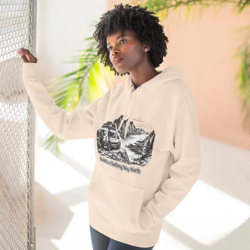 3355466619679614944_2048.jpeg Three-Panel Fleece Hoodie - "Built For The Long Way North" Design Minimal-Line