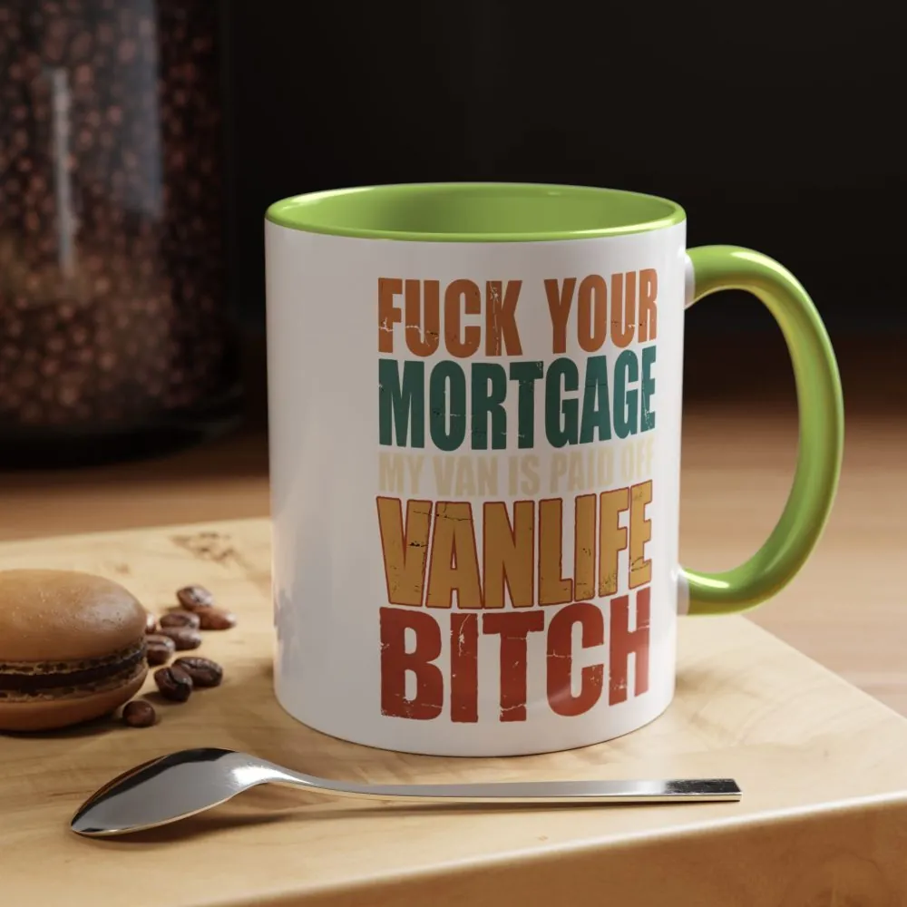 Accent Coffee Mug (11, 15oz) — "Fuck Your Mortgage" Design F**K-Line