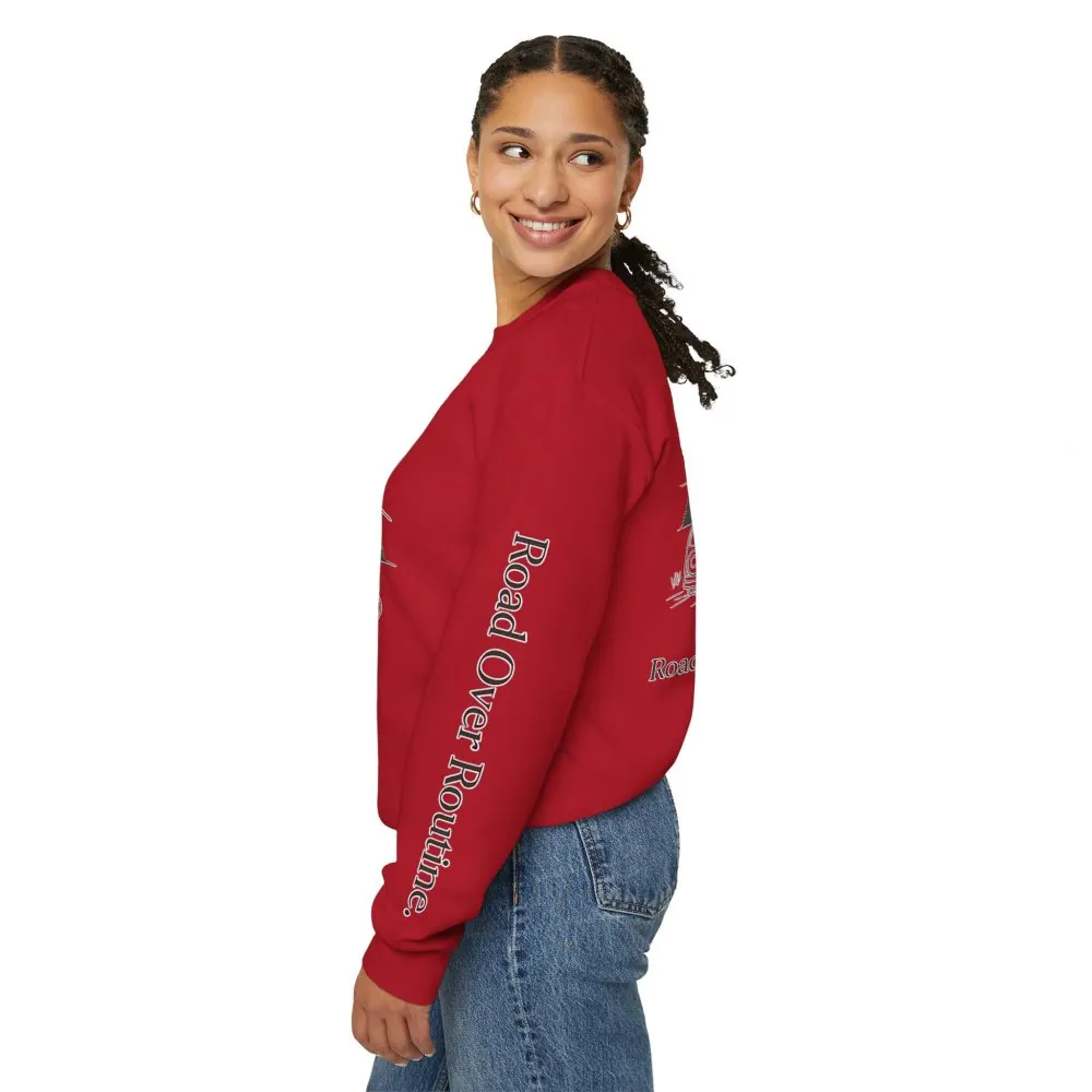 3363378088315938379_2048.jpeg Unisex Heavy Blend™ Crewneck Sweatshirt — "Road Over Routine" Design Minimal-Line