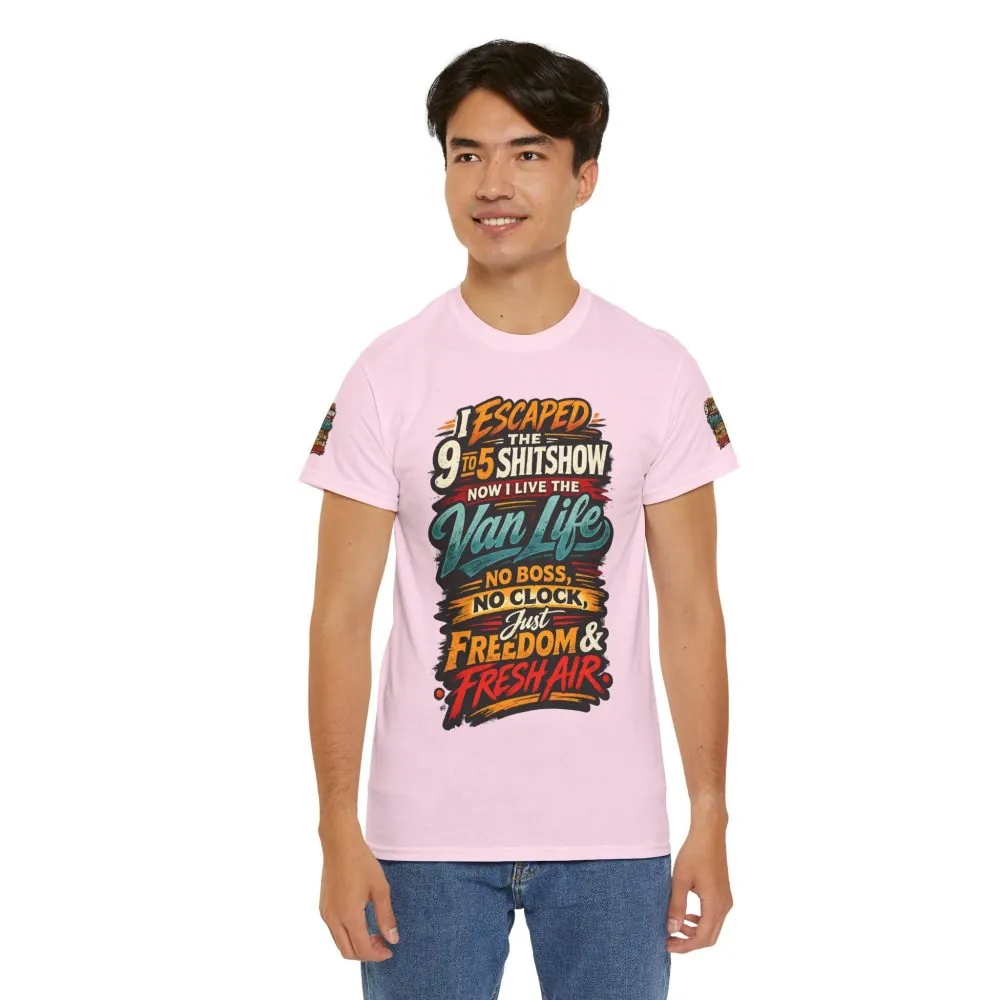 Unisex Heavy Cotton Tee — "I Escaped The 9 To 5" Design F**K-Line