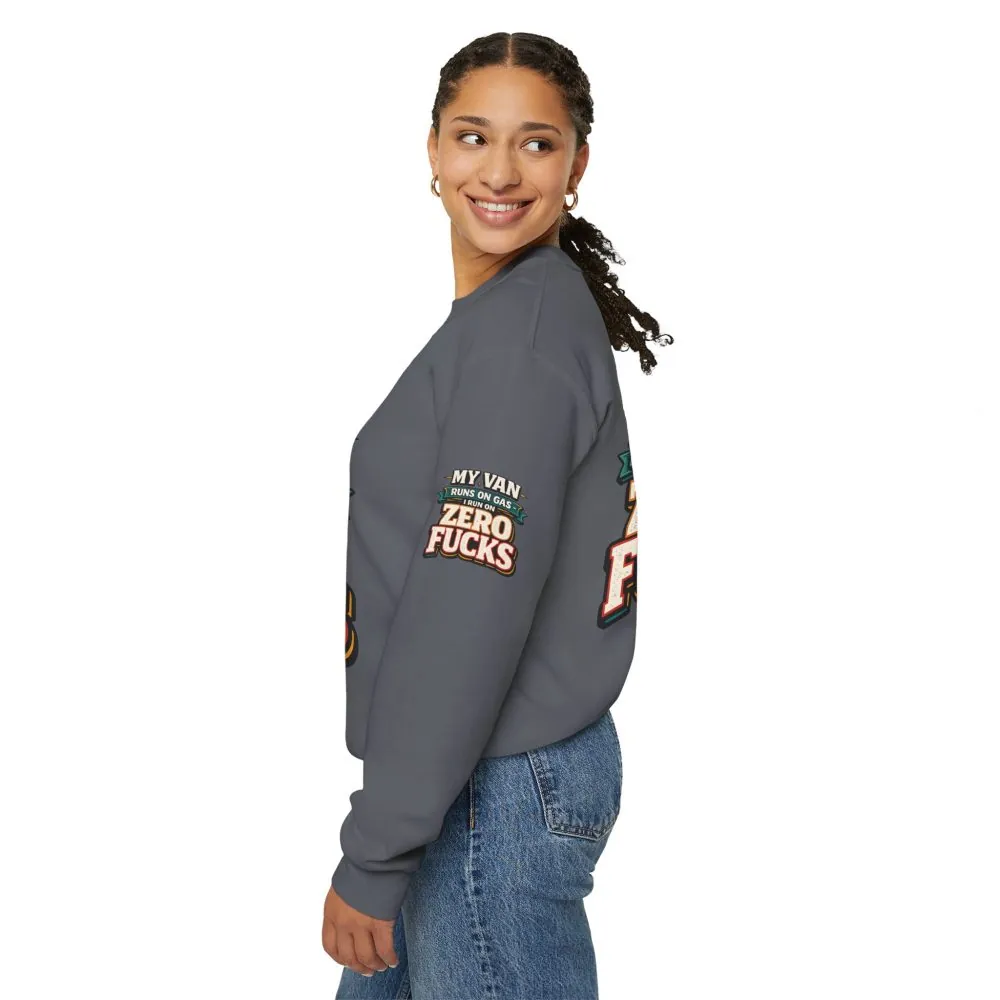 Unisex Heavy Blend™ Crewneck Sweatshirt — "My Van Runs On Gas" Design F**K-Line