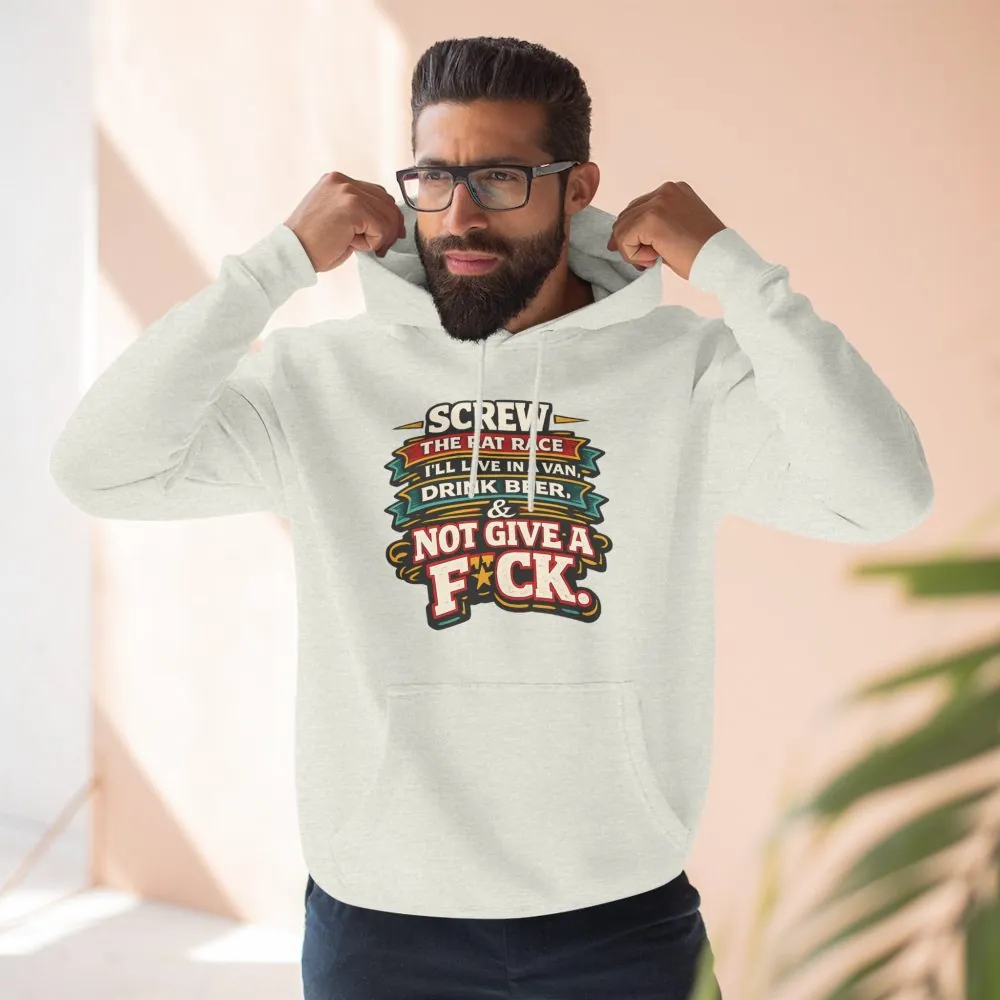 Three-Panel Fleece Hoodie - "Screw The Rat Race" Design F**K-Line