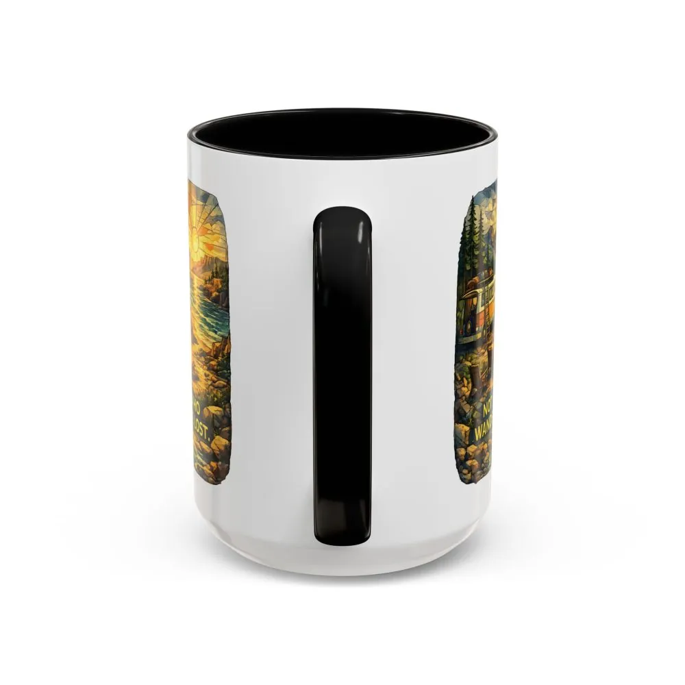Accent Coffee Mug (11, 15oz) — "Not All Who Wander Are Lost" Design Cubic-Line