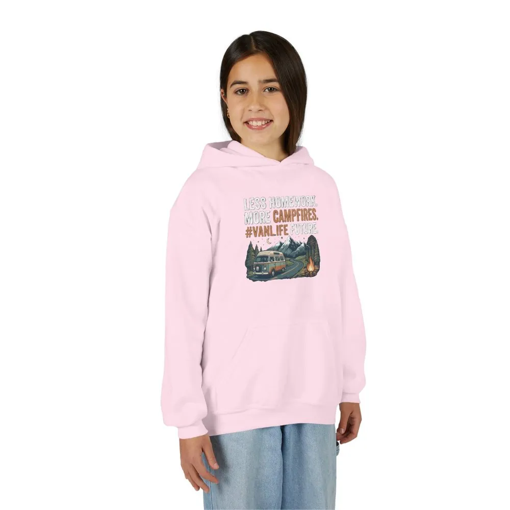 3412604988113482479_2048.jpeg Youth Hoodie(Gildan) – Less Worry, More Campfires #VanLife Adventure Pullover
