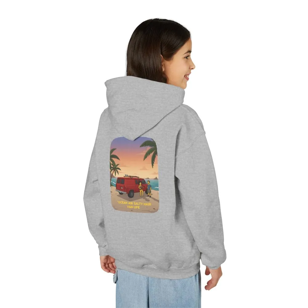 341772155555759096_2048.jpeg Youth Hoodie(Gildan) – "Ocean Air Salty Hair Van Life" (Design Sitcom-Line)