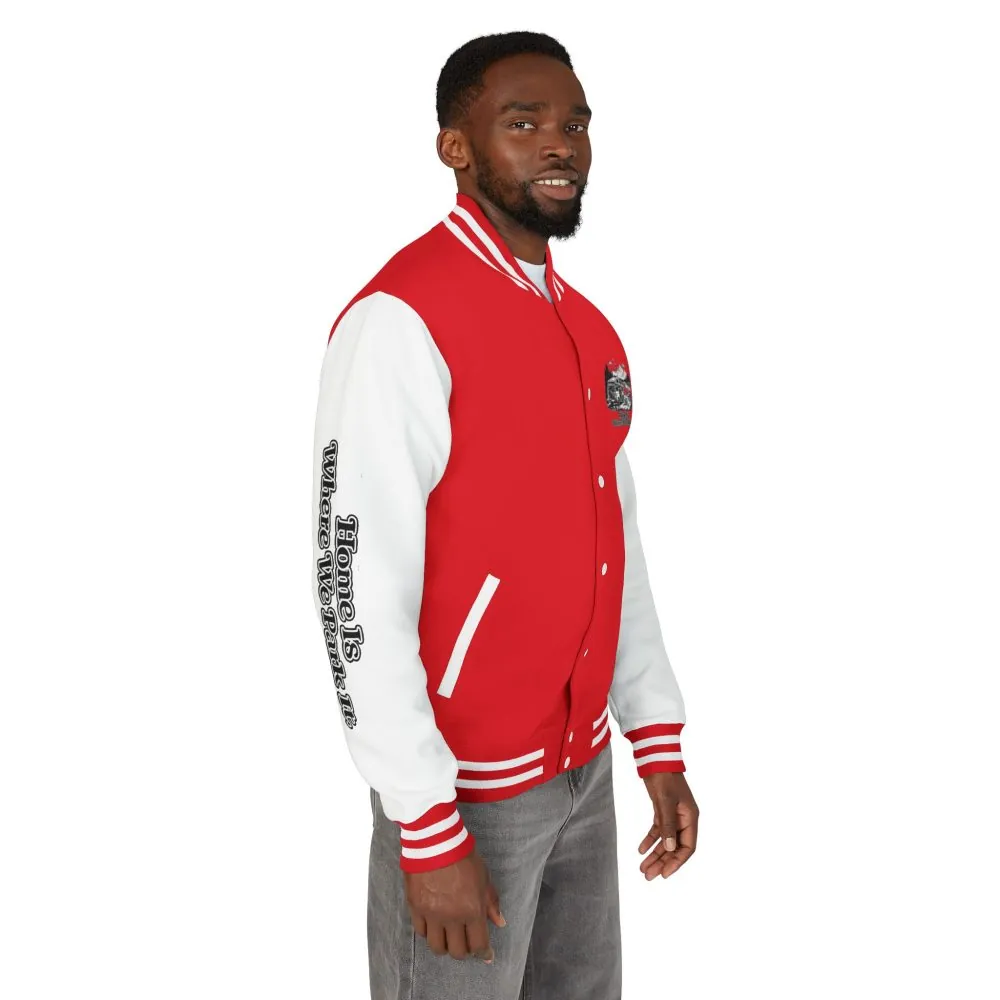 3440987761344806816_2048.jpeg Unisex Heavyweight Letterman Jacket — "Home Is Where You Park It" Travel Varsity Coat