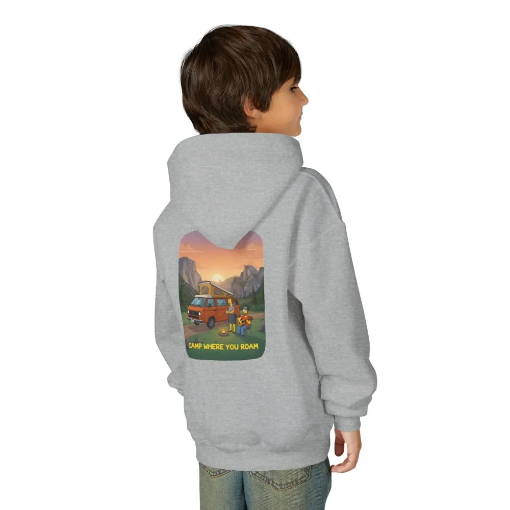 3444227235388069446_2048.jpeg Youth Hoodie(Gildan) – "Camp Where You Roam" (Design Sitcom-Line)
