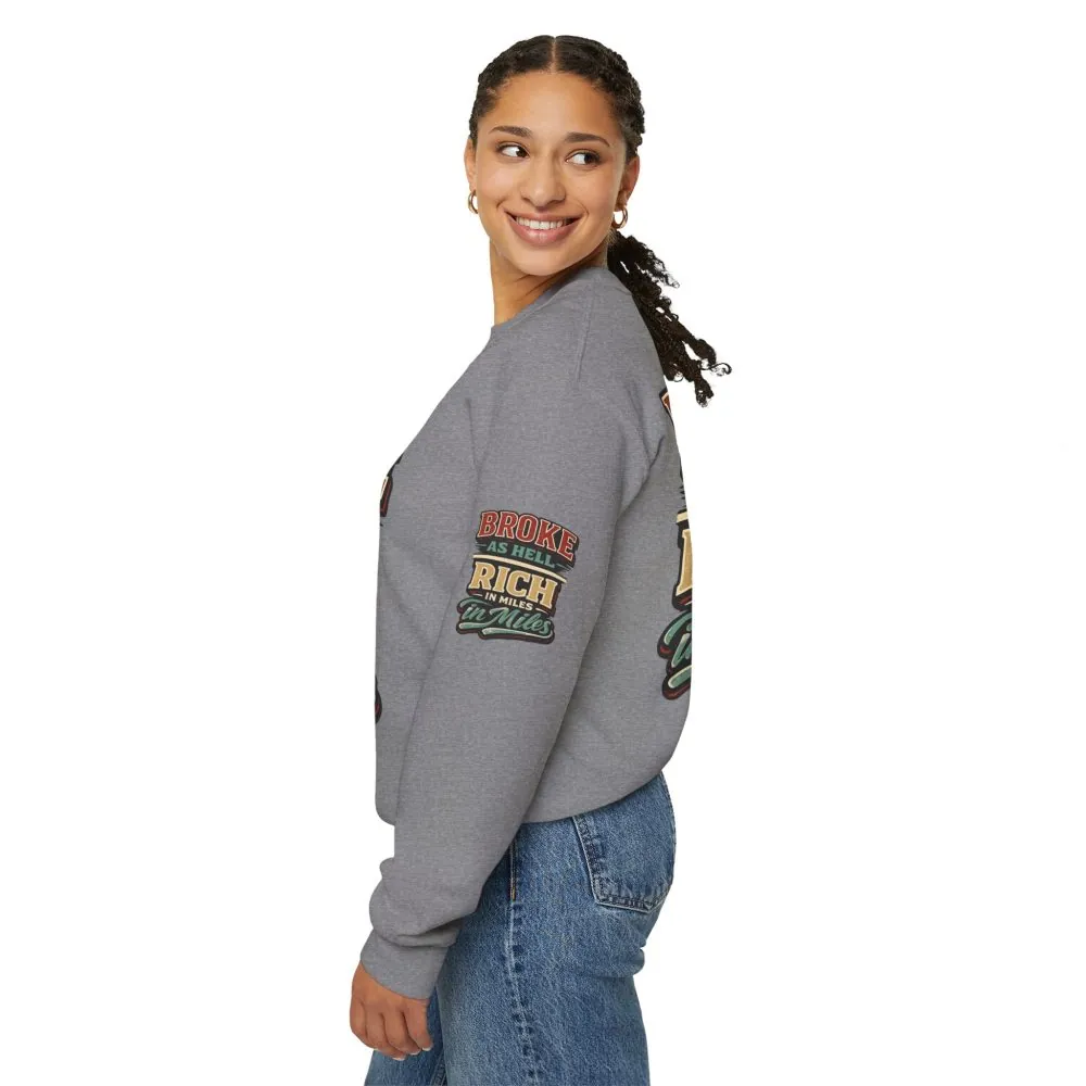 Unisex Heavy Blend™ Crewneck Sweatshirt — "Broke As Hell" Design F**K-Line