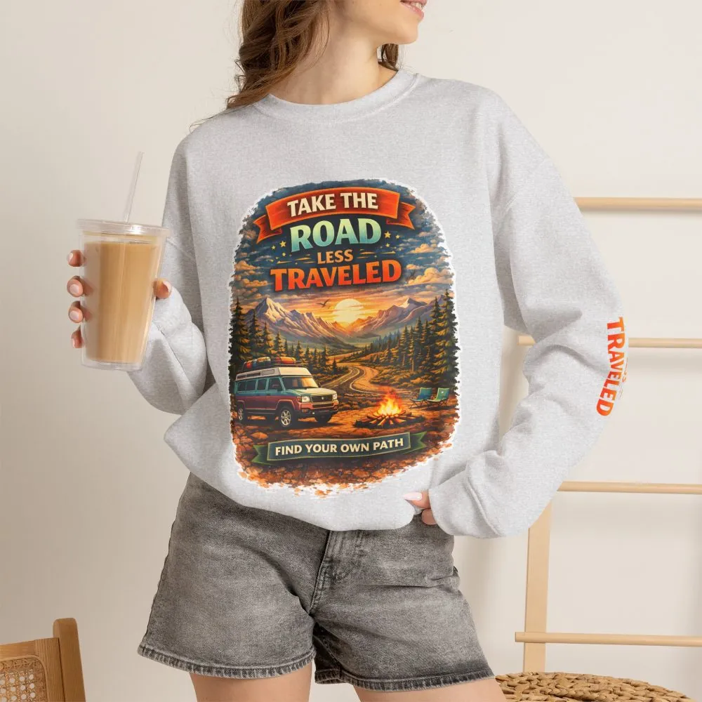 3466989112168707893_2048.jpeg Unisex Heavy Blend™ Crewneck Sweatshirt — "Take The Road Less Traveled" Design Scenic-Line