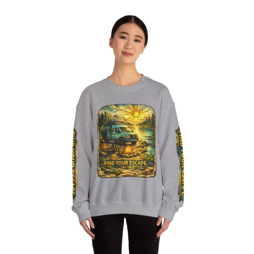 3482369994749244553_2048.jpeg Unisex Heavy Blend™ Crewneck Sweatshirt — "Find Your Escape" Design Cubic-Line