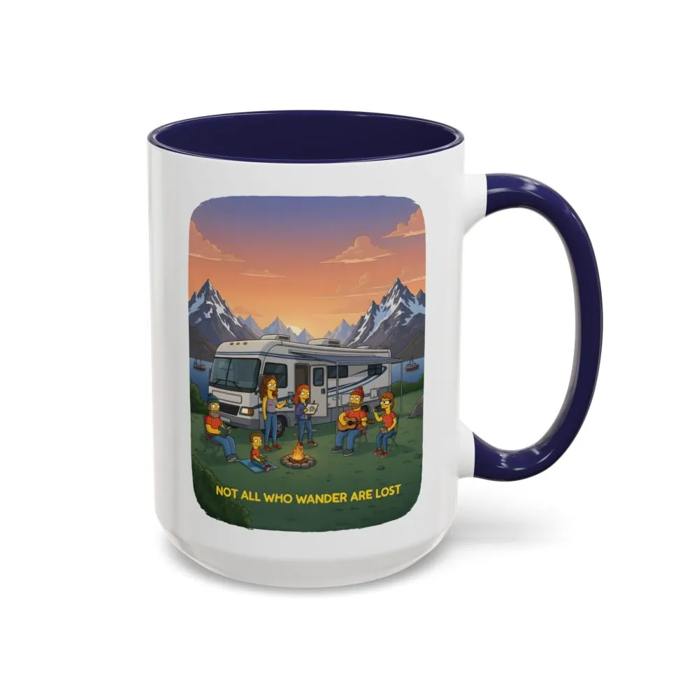 Accent Coffee Mug (11, 15oz) — "Not All Who Wander Are Lost" Design Sitcom-Line