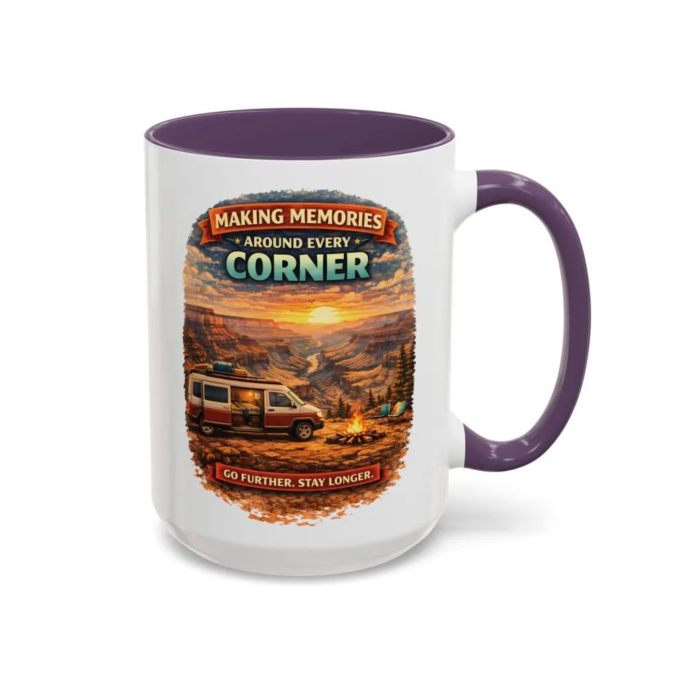 Accent Coffee Mug (11, 15oz) — "Making Memories Around Every Corner" Design Scenic-Line